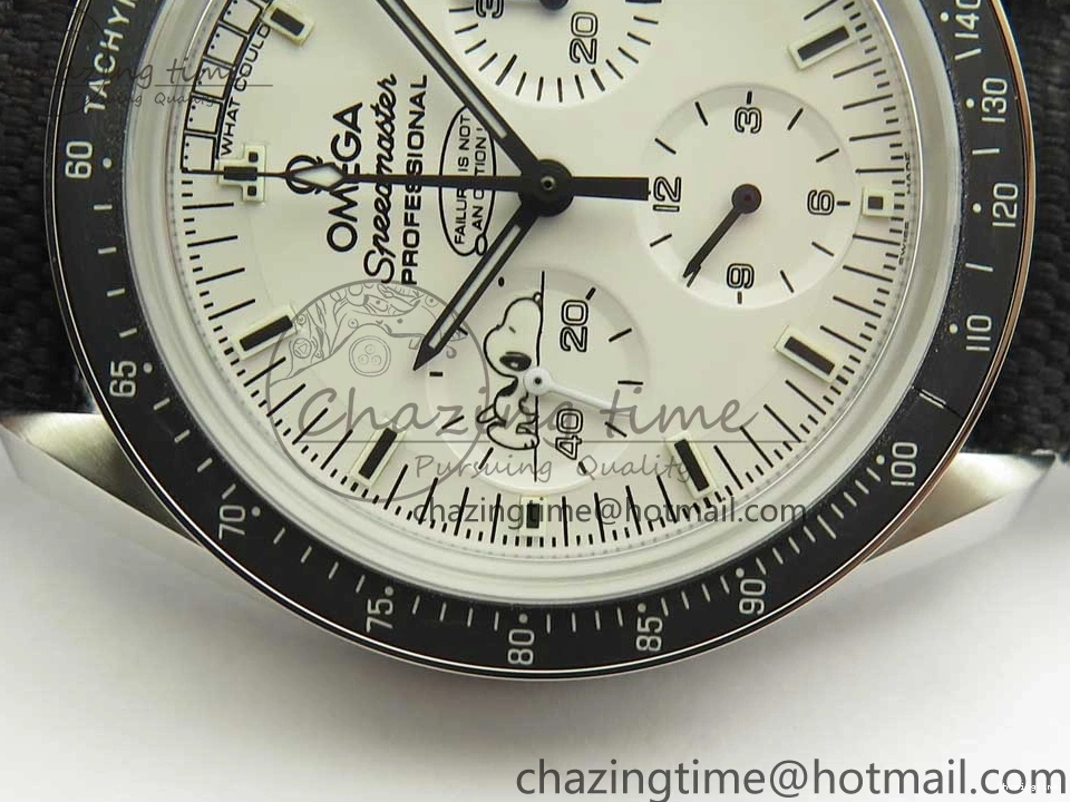 0723 Speedmaster SS Snoopy OMF Best Edition White Dial on Nylon Strap Manual Winding Chrono Movement WellDesigned 7990